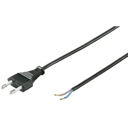Euro Netzkabel Eurostecker  abisolierte Kabelenden mit Aderendhülsen 1,50m - Farbe: schwarz