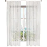 Woltu VH6057be-2, 2er Set Gardinen transparent mit Kräuselband Leinen Optik, Doppelpack Vorhang Stores Fensterschal Dekoschal für Wohnzimmer Schlafzimmer, 140x245 cm, Beige