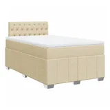 vidaXL Boxspringbett mit Matratze Creme 120x200 cm Stoff