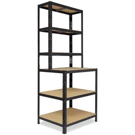 shelfplaza BLACK 190x80x60 cm Werkbank Regal schwarz mit 6 Böden und 145 kg Traglast pro Boden