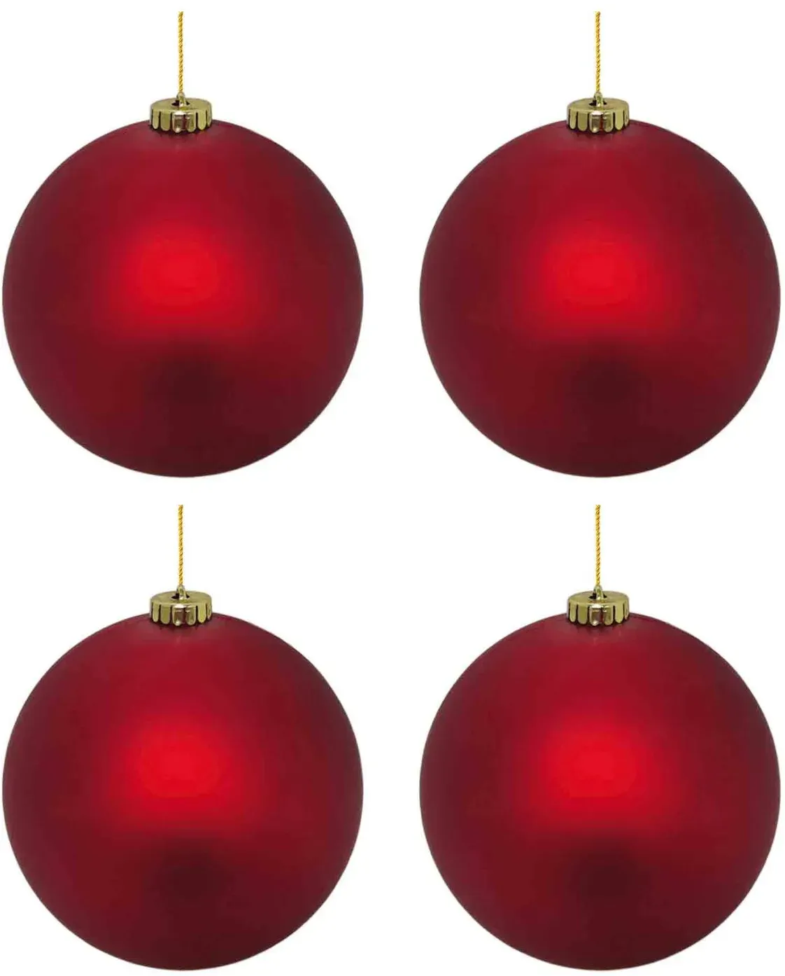 Weihnachtskugeln Christbaumkugeln aus Kunststoff rot matt, O10cm, 4 Stk.