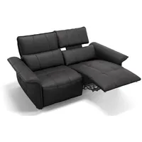 Sofanella 2-Sitzer Leder ADRIA, Relaxsofa, Designsofa, Designer Couch, Italienisches Sofa, 2er Sofa schwarz