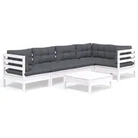 vidaXL Garten-Lounge-Set 6-tlg. weiß Kiefernholz