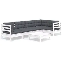 vidaXL Garten-Lounge-Set 6-tlg. weiß Kiefernholz