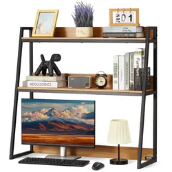 VEVOR Schreibtischregal Tischorganizer Tischregal 2-stufig Schwarz Bücherregal