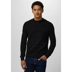 Strickpullover STREET ONE MEN, Herren, Gr. XXL (46), schwarz, Web, Stoff, 50% Baumwolle, 50% Polyacryl, unifarben, casual, gerade normal, Rundhals, Langarm Bündchen, Pullover, mit Rundhalsausschnitt