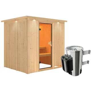 Karibu Sauna Daria-3,6kW230V Ofen-Steuerung-Inkl.Dachkranz