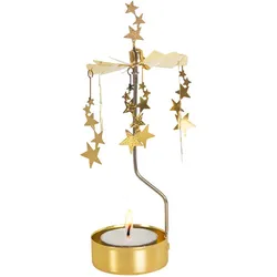 Teelicht-Karussell Pluto goldfarben, Designer Hans Hallberg, 16.5 cm