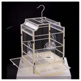 JKXWX Vogelkäfig Schmiedeeisen Bird Cage Carrier Edelstahl Tragbare Haustier Bird Käfig Reisekäfig für extra kleine Finken Kanarische Kanarische Lovebirds Papageienkäfig (Color : White)