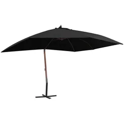 vidaXL Ampelschirm mit Holz-Mast 400x300 cm Schwarz