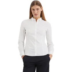 Langarmbluse MARC O'POLO "in Stretch-Popeline-Qualität", Damen, Gr. 36, weiß, Obermaterial: 96% Baumwolle, 4% Elasthan, unifarben, slim fit normal, Langarm, Blusen