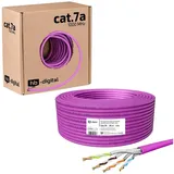 HB-Digital CAT 7a Installationskabel Verlegekabel S/FTP AWG23 LSZH Netzwerkkabel, Netzwerkstecker, (2500 cm), Premium Qualität mit Ø 7,7mm. LSZH Halogenfreies Außenmantel lila