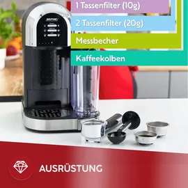 MPM MKW-14M Kolbendruckkaffeemaschine Silber/Schwarz