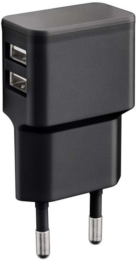 Ladegerät für Meizu Gree Tosot G7 in Schwarz mit 2x USB-A Anschlüssen 12 Watt USB Netzteil Schnellladegerät Netzstecker