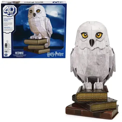 Spin Master 4D Build - Harry Potter, 3D-Puzzle der beliebten Schnee-Eule Hedwig aus hochwertigem Karton, 118 Teile