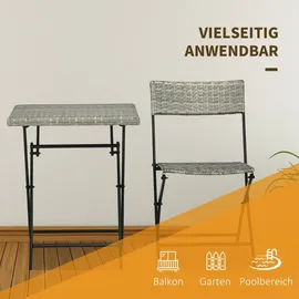 Outsunny 3tlg. Ratten Balkonmöbel-Set mit 2 Klappstühlen
