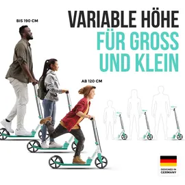 3 s Apollo XXL Wheel Scooter - Phantom Pro City Scooter | Klappbarer City Roller für Kinder | Höhenverstellbar, Tretroller für Erwachsene | Cityroll... - Türkis