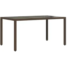 vidaXL Gartentisch mit Glasplatte 150 x 90 x 75 cm Braun