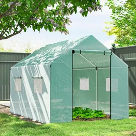 Outsunny Foliengewächshaus, 2 x 3 x 2 m Gewächshaus, Treibhaus mit Rollfenster, Rolltür