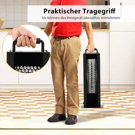 Goplus Standheizstrahler 1200W, Heizstrahler mit doppelseitiger Heizung, Terrassenheizstrahler mit Kipp-Schutz, IP65 Wasserdichter Tragbarer Elektr... - Schwarz
