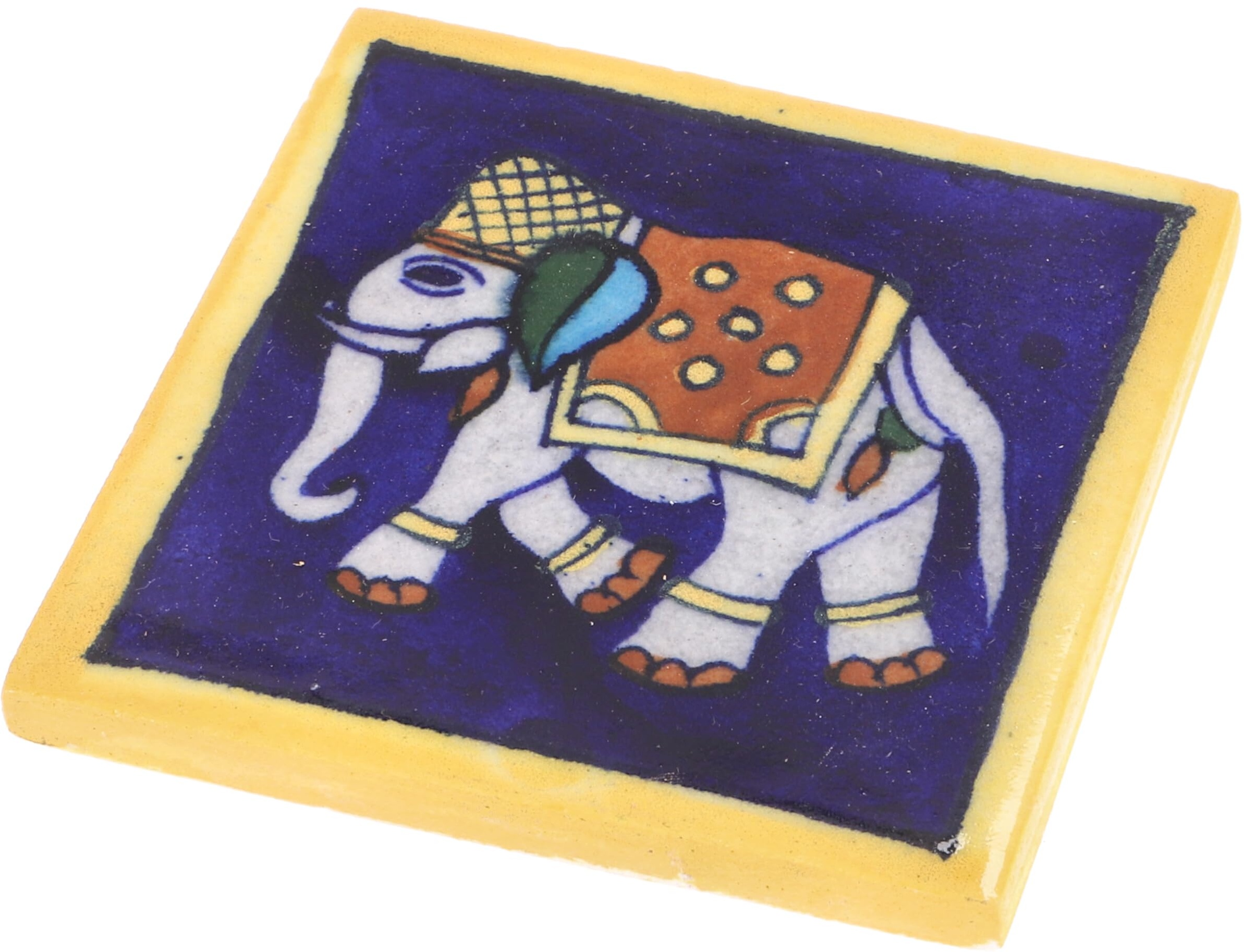 Handbemalte indische Keramikfliese, Vintage Keramik Untersetzer - Motiv 16 / Fliesen