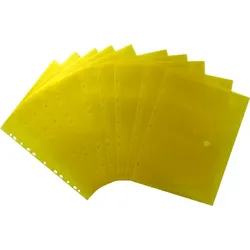 Dokumententaschen Sammelmappen A4 quer, transparent gelb, EURO-Lochung, Abheftrand, Klappe, Klettverschluss - 10 Stück