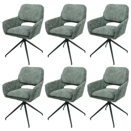 Mendler 6er-Set Esszimmerstuhl HWC-N74, Küchenstuhl, drehbar Auto-Return, Stoff Chenille (490g/m2) Öko-Tex ~ grün