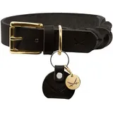 Hunter Sansibar Solid Hundehalsband, Leder, strapazierfähig, griffig, geflochten, 40 (S), schwarz