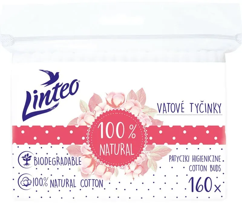 Linteo Natural Cotton Buds Wattestäbchen im Beutel 160 St.