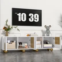 modfu TV-Schrank 175x50x38 cm Natur/Weiß Lowboard MDF