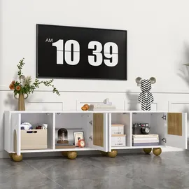 modfu TV-Schrank 175x50x38 cm Natur/Weiß Lowboard MDF