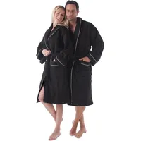 aqua-textil Bademantel Morgenmantel Frottee Mantel Biese für Sie&Ihn Rügen schwarz XXL, Baumwolle schwarz XXL