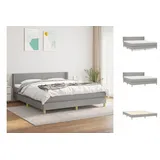 vidaXL Boxspringbett mit Matratze Hellgrau 180x200 cm Stoff