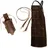 Black Forest Fox ROUGH SET Büffelleder Grill Koch & Küchen Schürze + Holly Holster Getränkeholster (Dunkelbraun) - Einheitsgröße