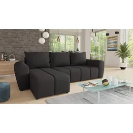 Sofnet Ecksofa Cleo L mit Schlaffunktion - Sofa mit Bettkasten, Polsterecke, Couchgarnitur, Eckcouch, L-Form Couch, Sofagarnitur - Ottomane Universal Schwarz, Textil, 5-Sitzer, L-Form,Rechteckig, 243x147 cm, Wohnzimmer, Sofas Couches, Wohnlandschaften, Ecksofas