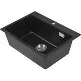stabilo-sanitär Kingston rechts Einbauspüle granit schwarz Handbetätigung 600 x 450 mm