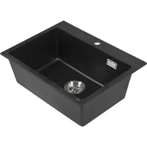 stabilo-sanitär Kingston rechts Einbauspüle granit schwarz Handbetätigung 600 x 450 mm