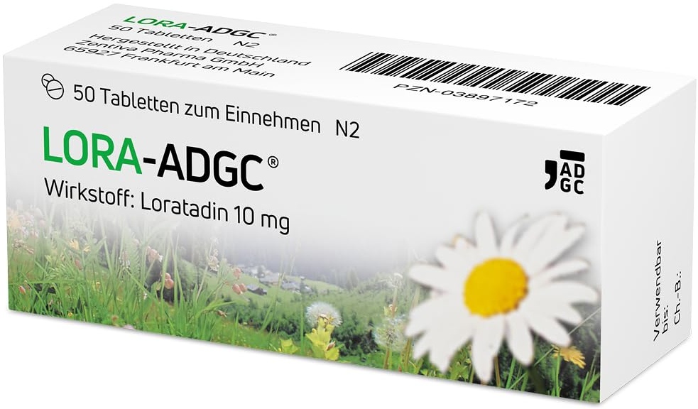 Lora ADGC - 50 Stück - Antiallergikum zur Behandlung von Allergiebeschwerden wie Heuschnupfen, Juckreiz und Hautrötungen - langanhaltend & gut verträglich - Bereits für Kinder ab 2 Jahren