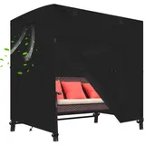 Hollywoodschaukel Abdeckung – Wasserdichte 600D Oxford Schutzhülle für 3-4 Sitzer Gartenschaukel – Reißfeste Abdeckplane mit Reißverschluss & Gurten – Abdeckhaube für Hollywood Swing (254*150*183CM)