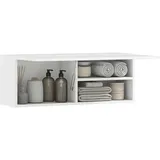 Homcom Badezimmerschrank Hängeschrank Wandschrank Badschrank mit nach Oben klappbarer Tür, Gasdruckfeder, Einlegeboden 80 x 25 x 30 cm Weiß