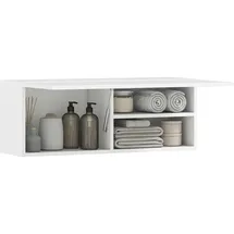 Homcom Badezimmerschrank Hängeschrank Wandschrank Badschrank mit nach Oben klappbarer Tür, Gasdruckfeder, Einlegeboden 80 x 25 x 30 cm Weiß