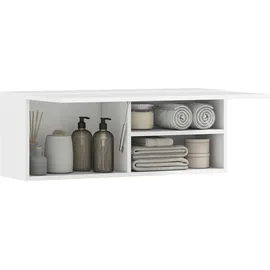 Homcom Badezimmerschrank Hängeschrank Wandschrank Badschrank mit nach Oben klappbarer Tür, Gasdruckfeder, Einlegeboden 80 x 25 x 30 cm Weiß
