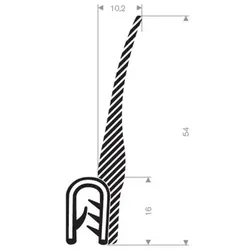 Kantenschutz m.Mossgummi 10,2x54mm 25m