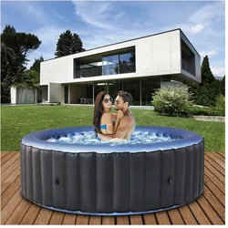 Miweba MSpa Whirlpool Comfort Bergen C-BE041, Garten und Outdoor-Whirlpool aufblasbar, 4 Personen (C-BE041, Anthrazit/Blau)