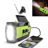 Outdoor Notfall Radio Handkurbel, Solar & USB, FM/AM Wetterwarnung, SOS, Taschenlampe, 4000mAh Powerbank, tragbar