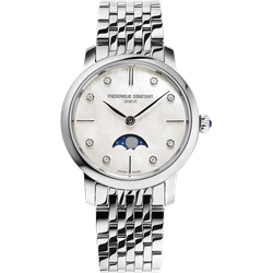 Frederique Constant Classics Slimline Ladies Moonphase FC-206MPWD1S6B - Perlmutter,weiß,Edelstahl - 30mm