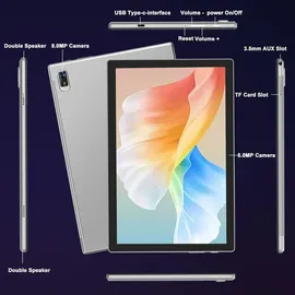 ziovo Tablet 10" 5G (2023) 12 GB RAM 128 GB Grau