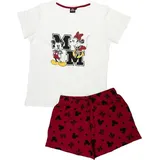 UNITED LABELS Disney Minnie Mouse Schlafanzug Pyjama Kurzarm Oberteil mit Shorts in rot/weiß | Gr.: M