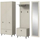 Höffner Garderobenkombination Notes , beige , Maße (cm): B: 215 H: 190 T: 35.0