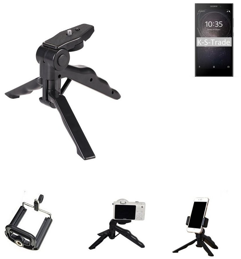 K-S-Trade für Sony Xperia L2 Smartphone-Halterung, (Stativ Tisch-Ständer Dreibein Handy-Stativ Ständer Mini-Stativ) schwarz